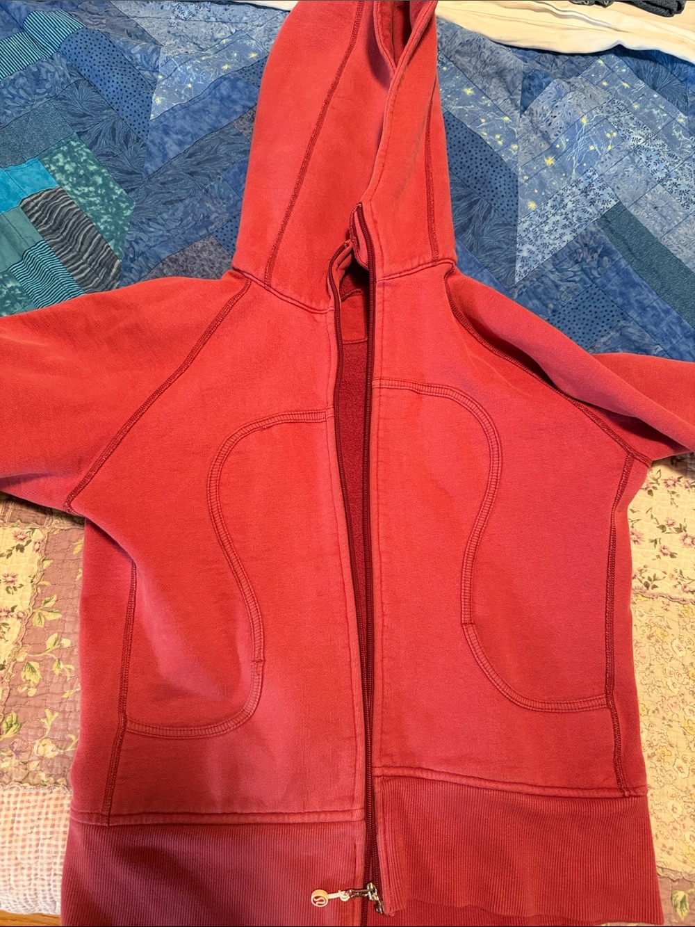 lululemon athletica Red Full-Zip Hooded Sweatshirt